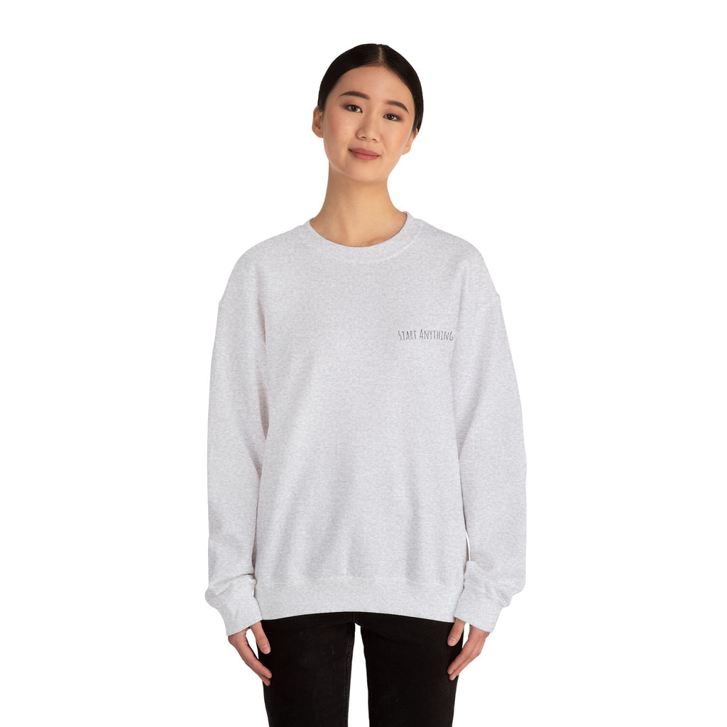 Minimal "Start Anything" Embroidered Crewneck Sweatshirt