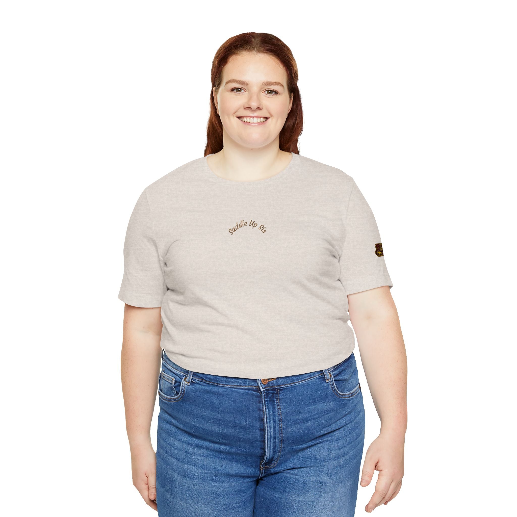 Minimal "Saddle Up Sis" Embroidered Logo Tee
