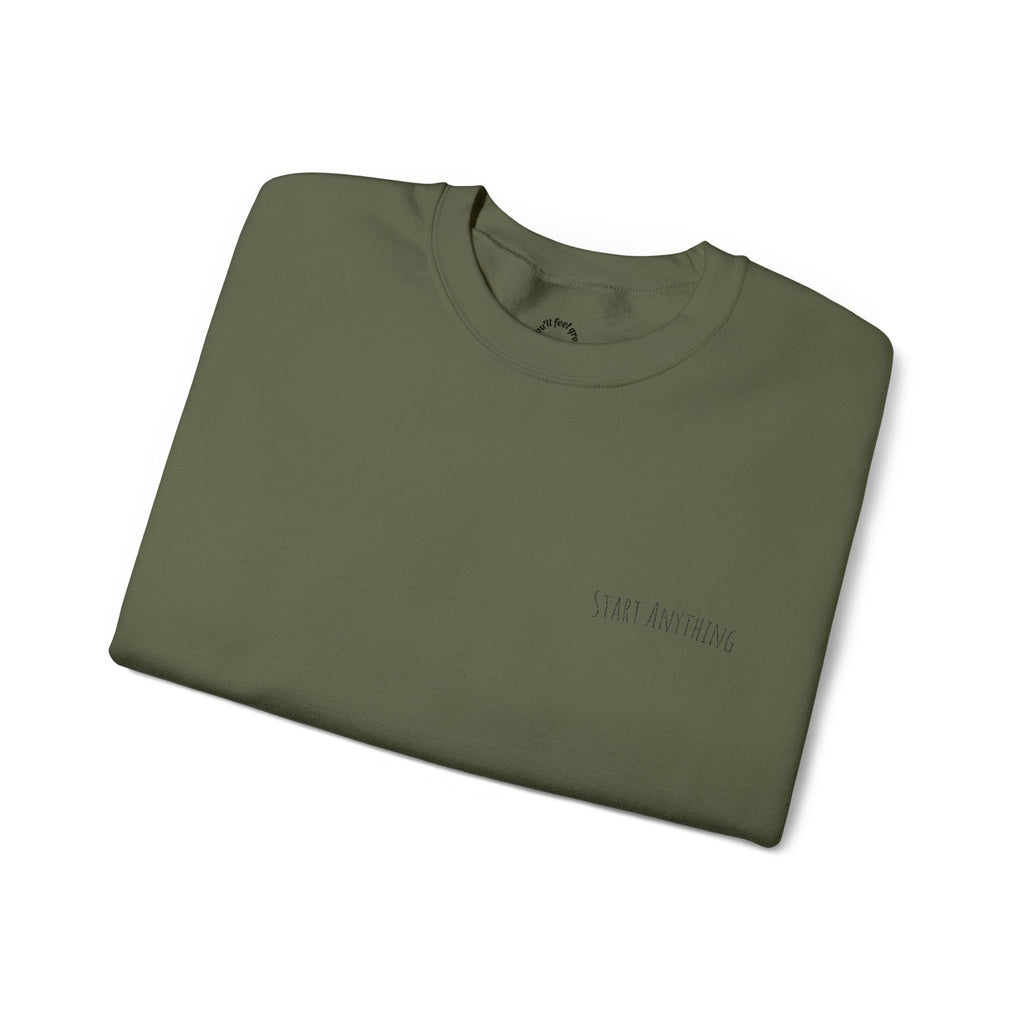 Minimal "Start Anything" Embroidered Crewneck Sweatshirt
