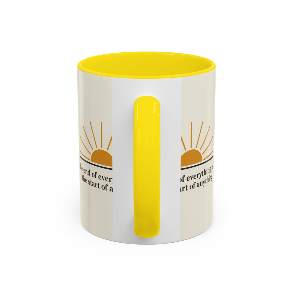 Inspirational Sunrise Coffee Mug — “the end of everything is the start of anything”