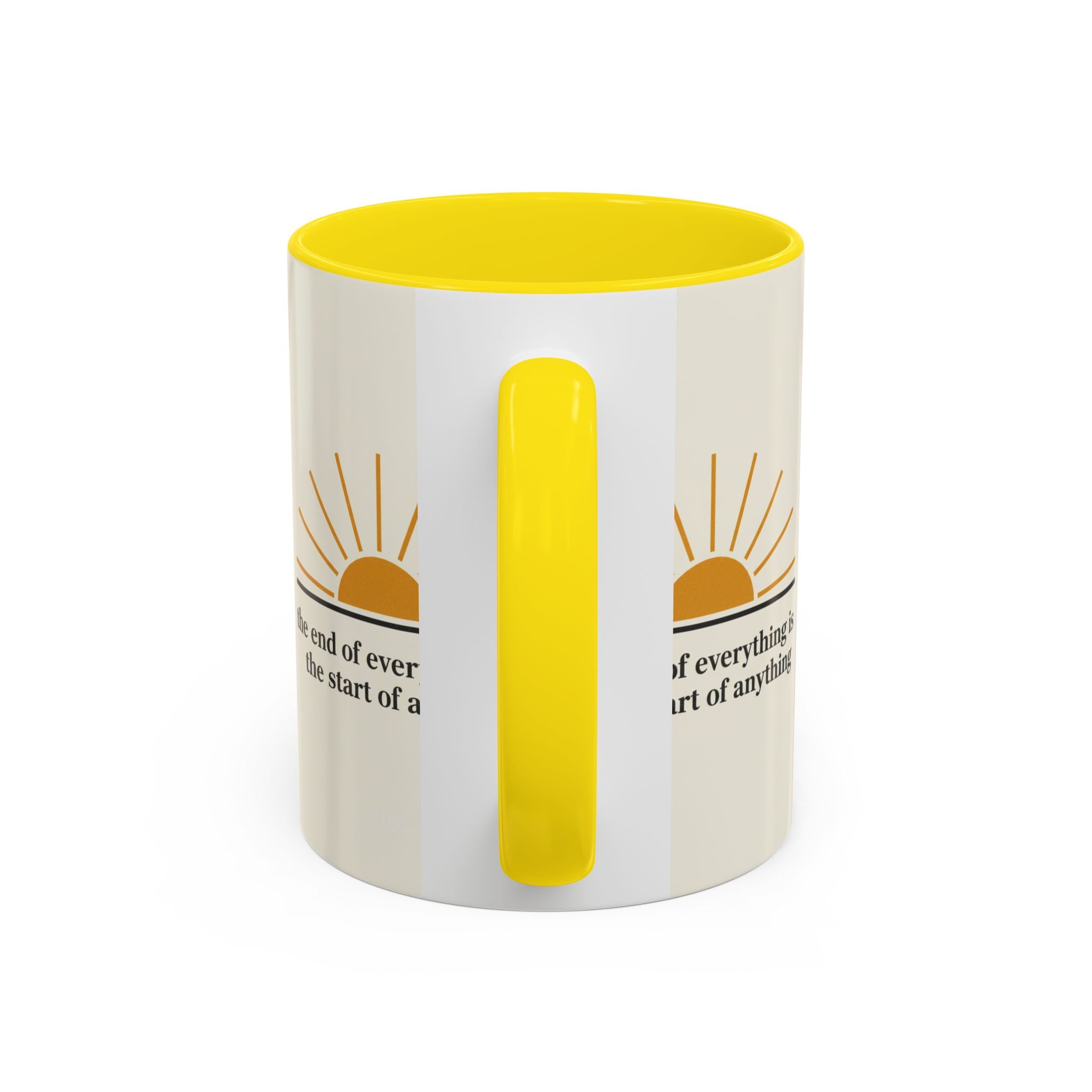 Inspirational Sunrise Coffee Mug — “the end of everything is the start of anything”
