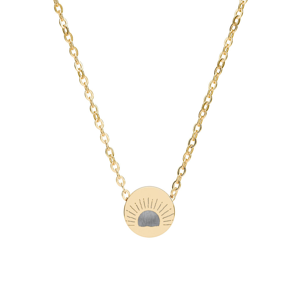 Mini Engraved Necklace — Sunrise Disc Pendant (Silver or Rose Gold)