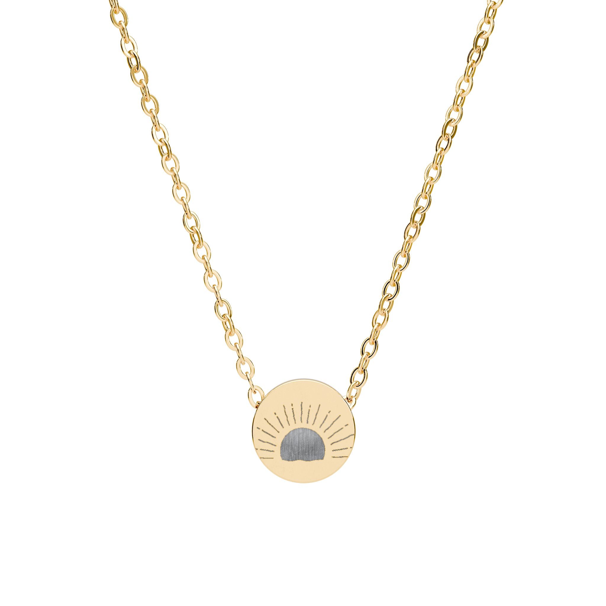 Mini Engraved Necklace — Sunrise Disc Pendant (Silver or Rose Gold)