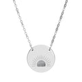 Engraved Sunburst Circle Necklace — Personalized Minimalist Pendant