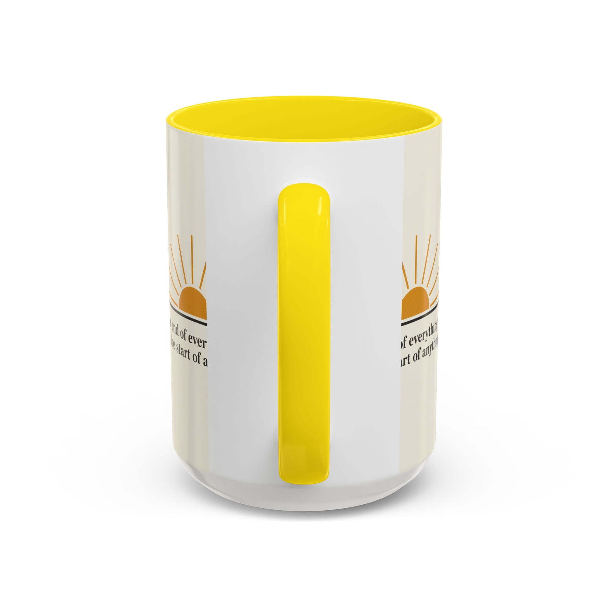Inspirational Sunrise Coffee Mug — “the end of everything is the start of anything”