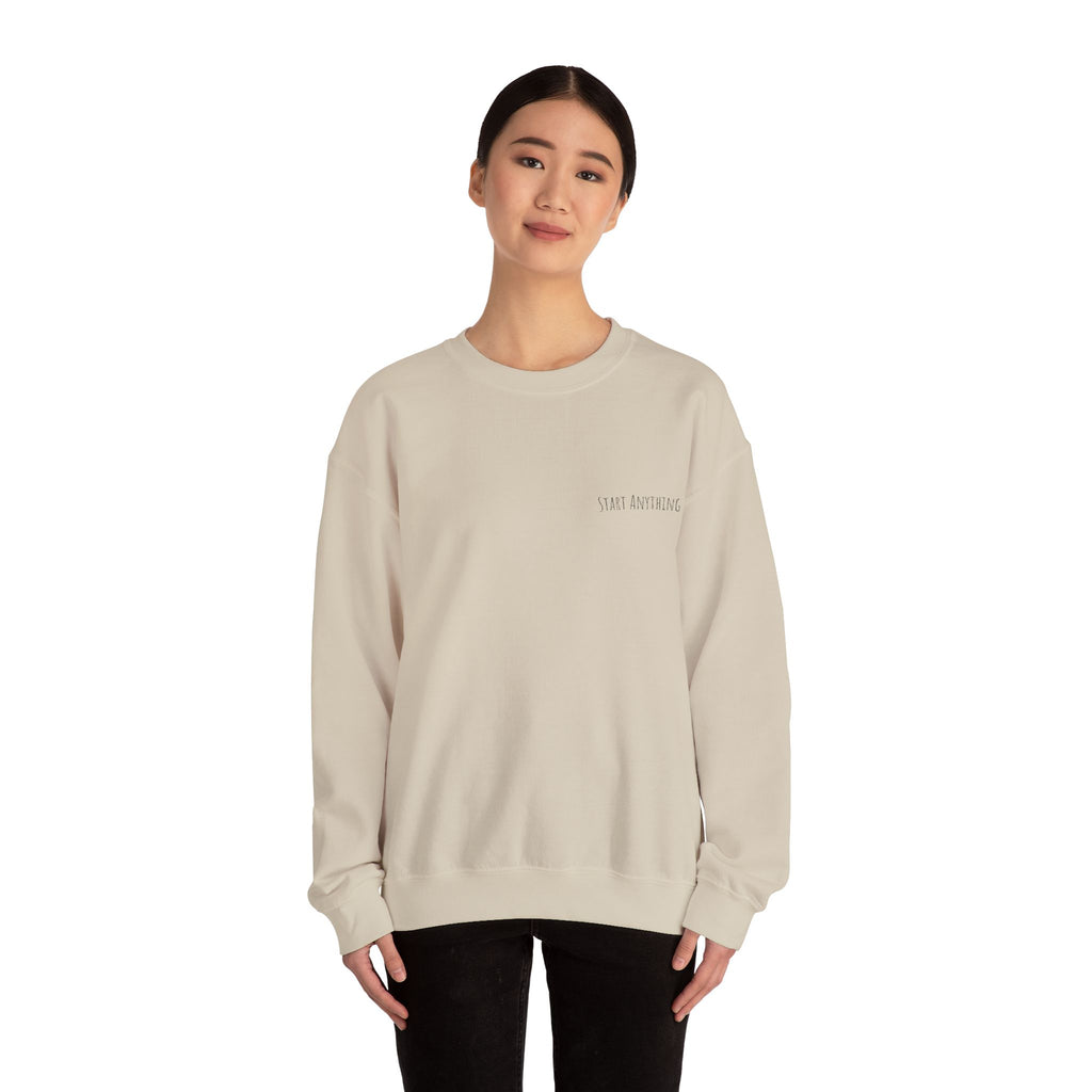Minimal "Start Anything" Embroidered Crewneck Sweatshirt