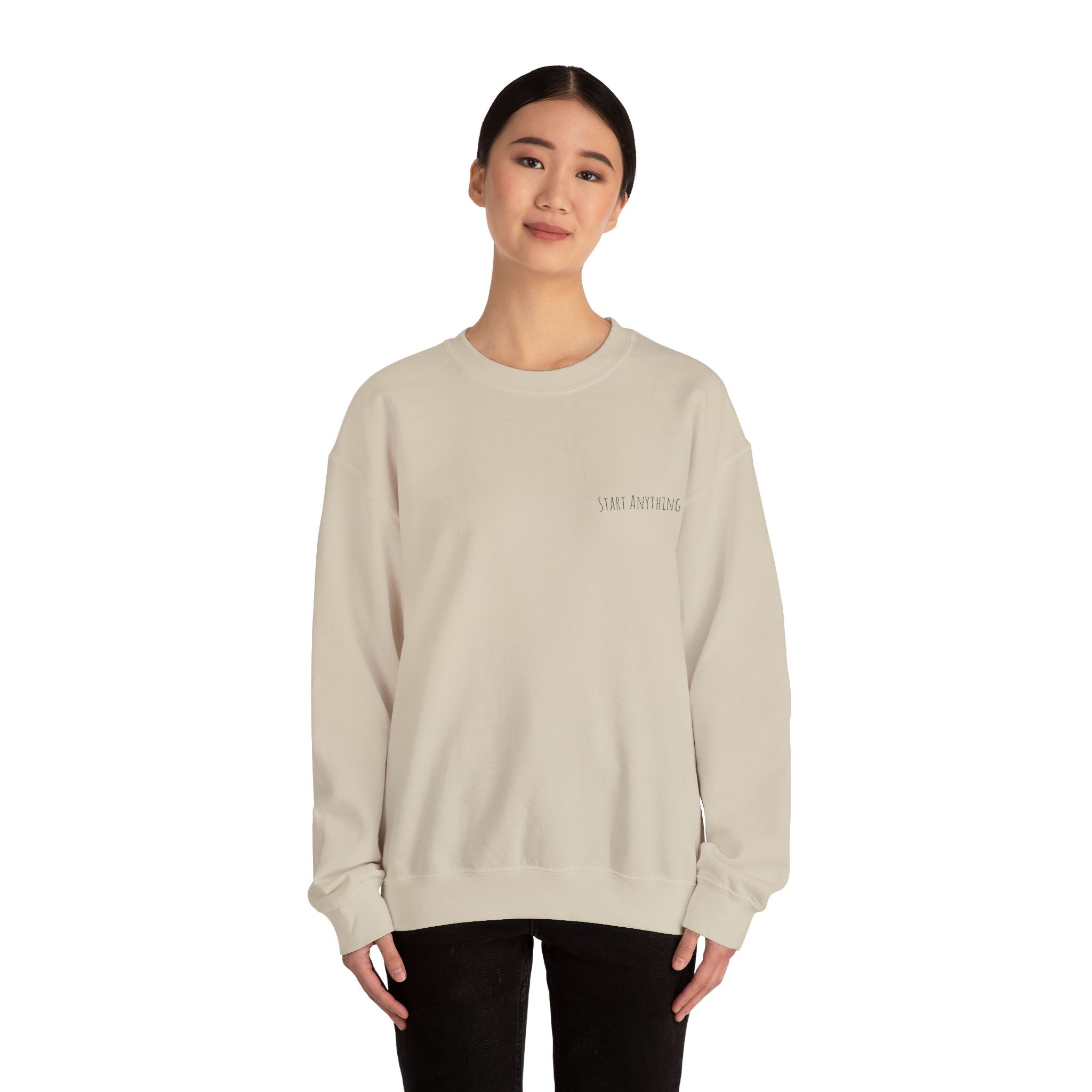 Minimal "Start Anything" Embroidered Crewneck Sweatshirt