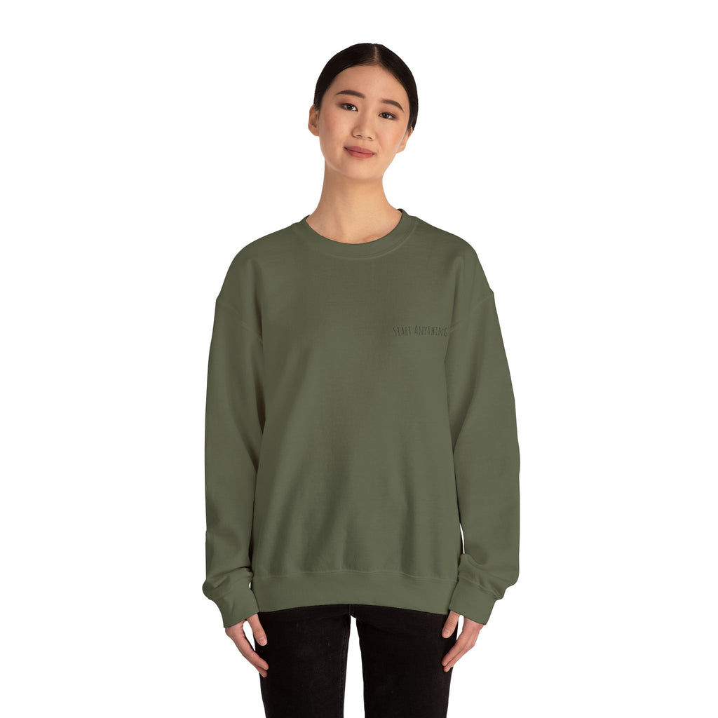 Minimal "Start Anything" Embroidered Crewneck Sweatshirt