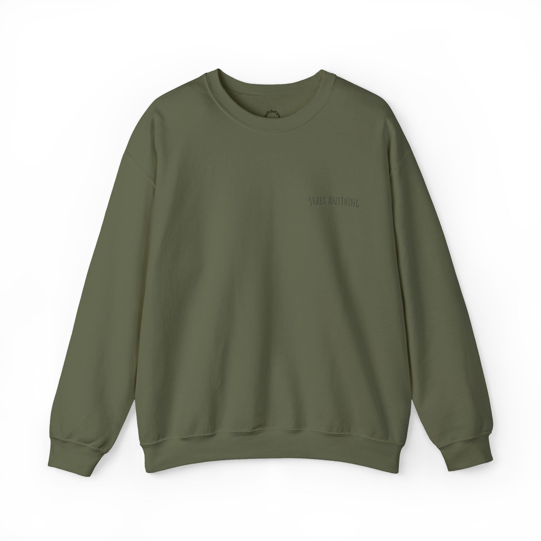 Minimal "Start Anything" Embroidered Crewneck Sweatshirt